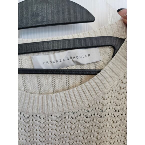 NWT Proenza Schouler Crewneck Cashmere Cotton Cream Knit Sweater Size M - Picture 3 of 4